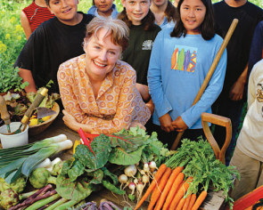 Alice Waters with Edible Schoolyard students