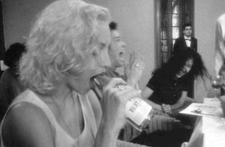 Madonna shows her appreciation for bottled water in an infamous scene from her documentary "Truth or Dare" (1991)