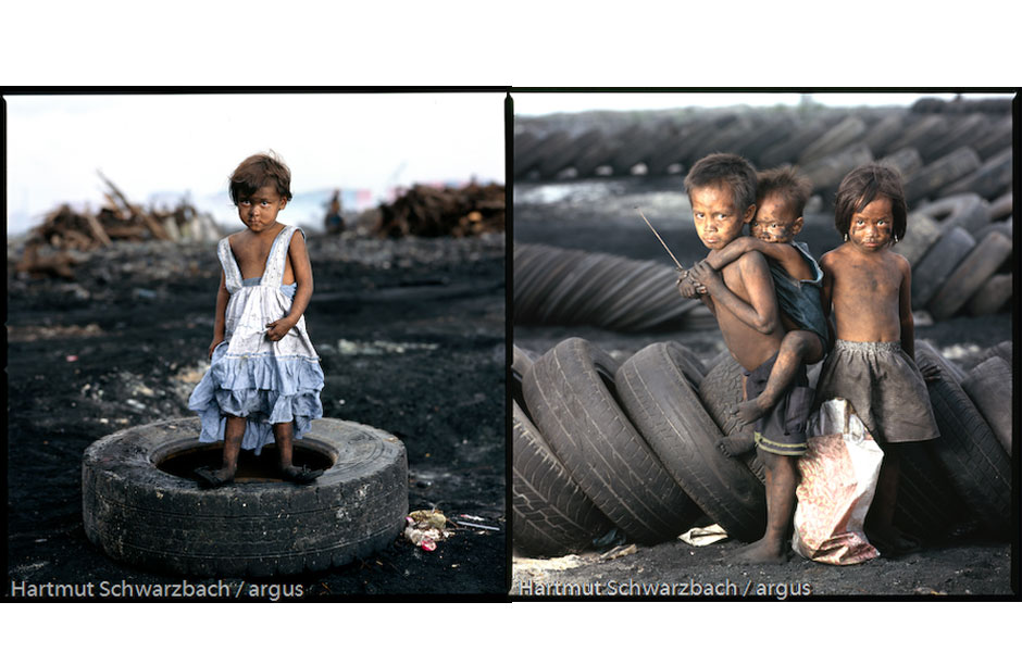 Both images (2006) by photographer Harmut Schwazbarch who received an award from UNICEF for his series on children working on the "Smokey Mountain" waste site outside of Manila in the Philippines.