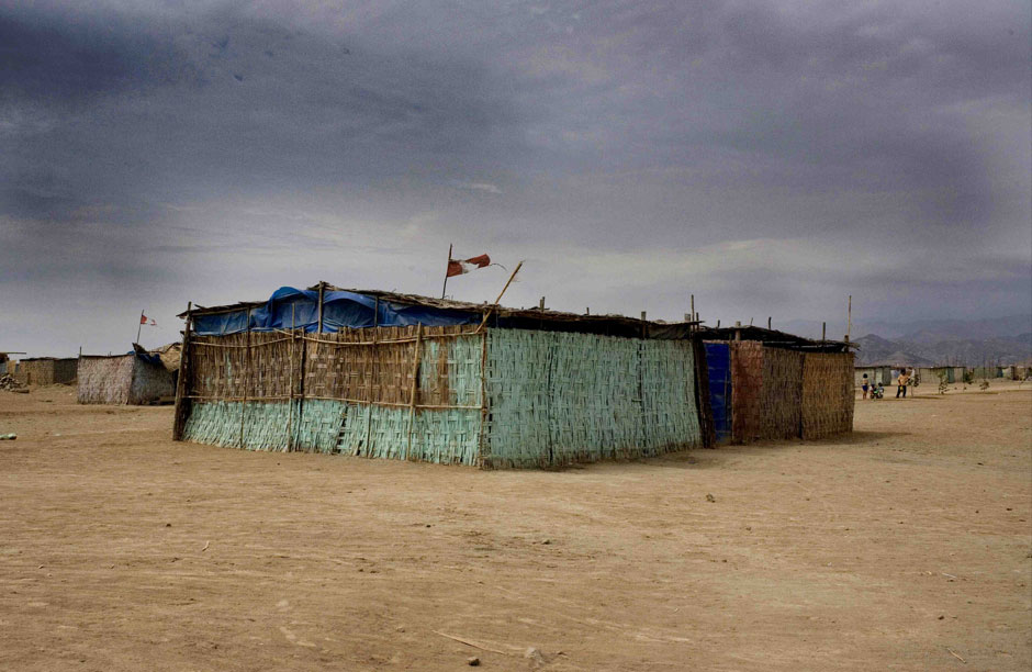 A makeshift school campus in the desert outside of Lima, Peru (near Paracas) after a 7.9 earthquake hit in 2007.