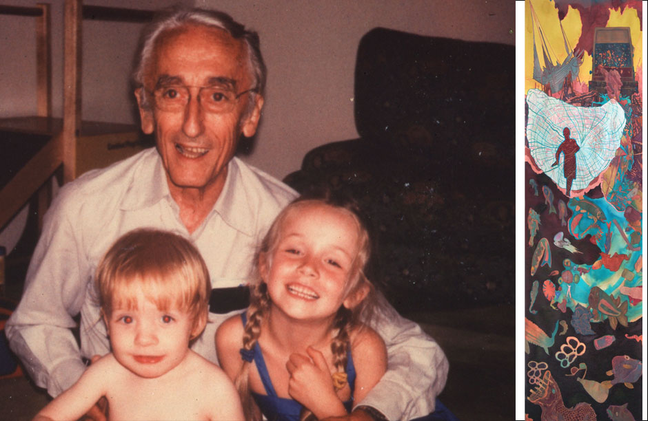 Yves Jacques Cousteau with his grandchildren Philippe and Alexandra ca 1983.