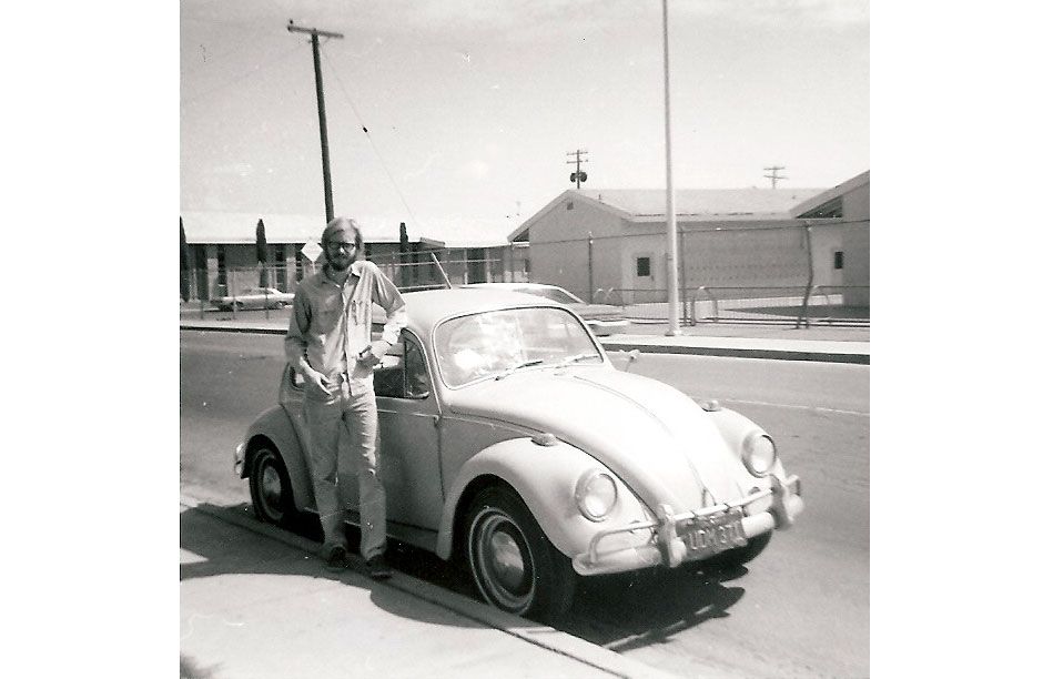 Gary Anderson, creator of the recycling symbol, ca 1971