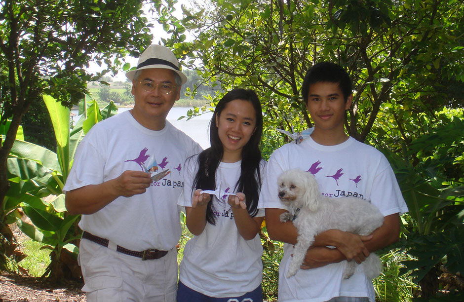 A Family Affair: Sylvia and her family came together as a team to get Wish Upon A Crane off the ground. From left, Waiyan Lai (Sylvia's Father and Advisor of Wish Upon A Crane Foundation), Sylvia Lai (Founder) and her brother Kevin Lai (co-founder). Her mother Eva Lai is also an Advisor.