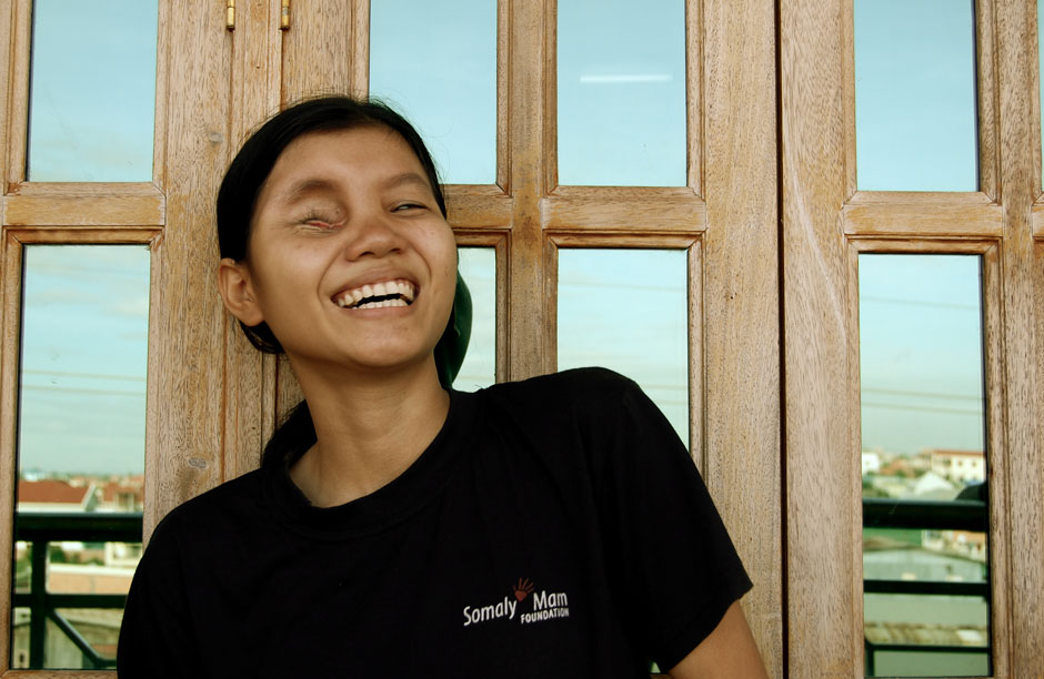 Somana Long, a member of "Voices for Change" lost her right eye when her female captor  - the owner of a brothel in Cambodia - gouged it with a piece of metal.