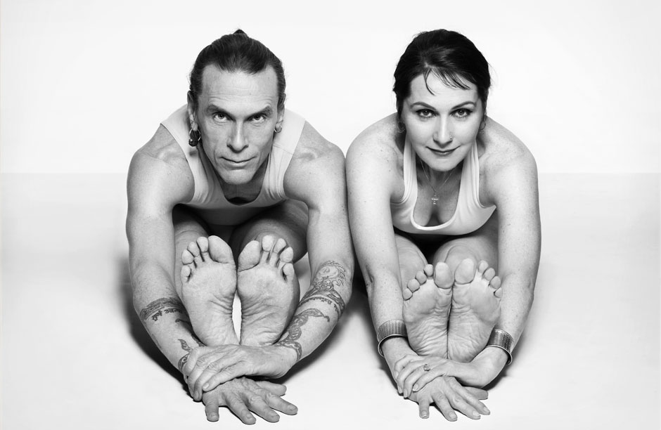 Sharon Gannon with her partner David Life (left), co-founder of Jivamukti Yoga Worldwide.