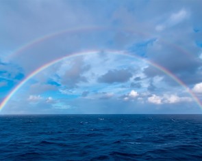 Double rainbowat sea over the Atlantic Ocean, the morning of the total eclipse of the Sun, Nov 3, 2013, from the Star Flyer sailing ship. Shot with 10-22mm lens and Canon 60Da.